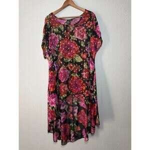 Cha Cha Vente Sheer Floral High Low Tunic Dress XL flowy tunic